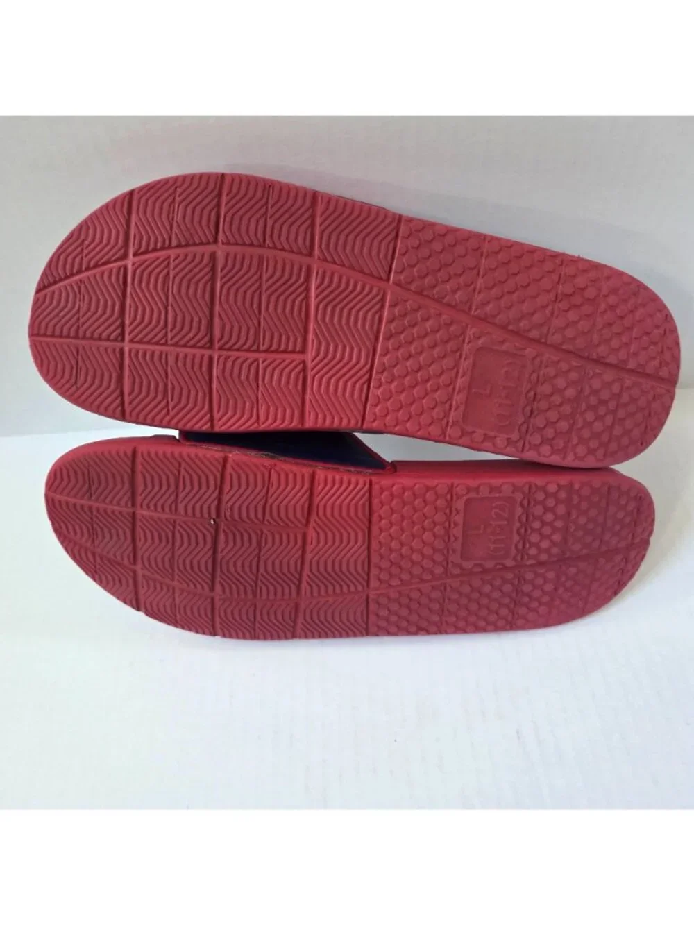 New York Giants Slides Mens 11 / 12 Red Blue Big Logo Gel Sandals Flip Flops